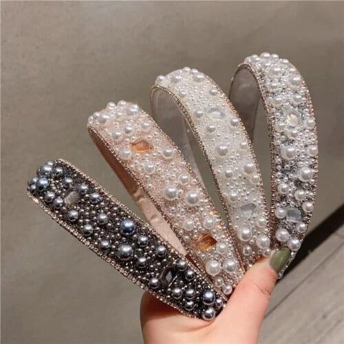 Luxuries Princess Rhine Stone Tiara Bridal Prom Crown Girl Elegant Hairbands Pearl Crystal Wedding Hair Jewelry Headband Gift