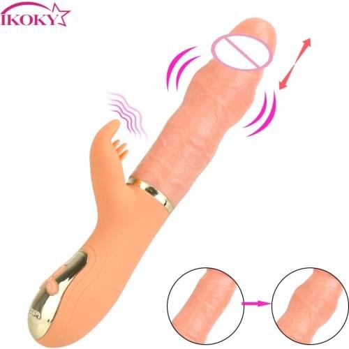 Telescopic Dildo Vibrator Handheld Sex Toys for Women Clit Licking Vaginal Stimulation Inflatable/Heatable USB Recharge
