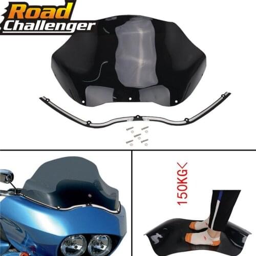 Dark Smoke 13" Wave Windshield + Windshield Trim For Harley Road Glide FLTR 98-13
