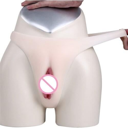 Fun Crossdresser Equipment Vaginal Transformation Panties 100% Silicone Sexy Butterfly Vulva Fake Vaginal Thong