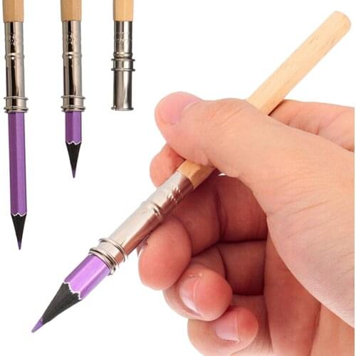 2pcs Pencil Extender Single Head Wood Rod Pencil Extender Sketch Painting Long Pen Holder Painting Drawing Tool