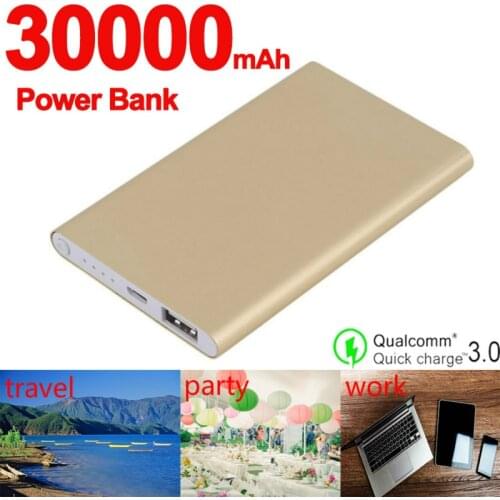 Ultra-thin Portable Charger Power Bank 30000mah External Battery USB Mobile Power Powerbank Charger for Xiaomi Samsung