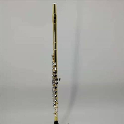 High Quality C Tune Flute 16 Key Closed Hole Brass gold plated Professional musical instrument With Case Free Shipping