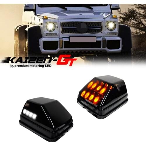 Amber LED Front Fender Turn Signal Lights with White Position Lights For 1990-2018 Mercedes Benz G-Class G500 G550 G55 G63 AMG
