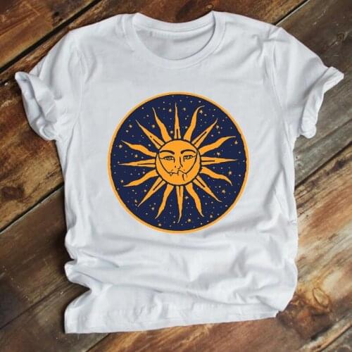 Women Clothing Vintage Moon Sun Trend Cute Fashion Short Sleeve Summer Clothes Print Tshirt Female Tee Top Graphic T-shirt
