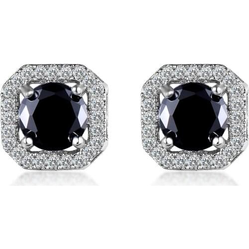 Boho Female Green Blue White Purple Black Earrings Silver Color Jewelry Vintage Double Stud Earrings For Women