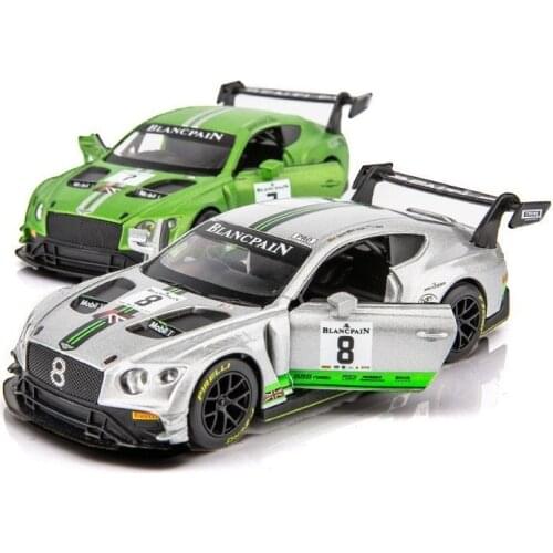 1:32 Continetal GT3 Racing Car Alloy Models Diecast Green Miniature Vehicle Speedway Sports Cars Model Toys For Children