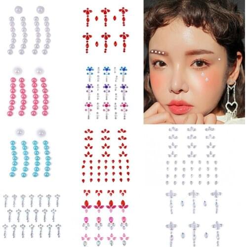 1Pcs Colorful Limitation Pearls Self-Adhensive Shiny Rhinestone Sticker For Make-Up Decoration Fashion Face Tattoos