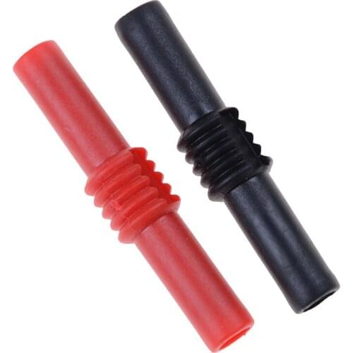 2pcs PVC Black+Red 4mm Banana Socket Female Adapter Extension Insulated Banana Plug Coupler