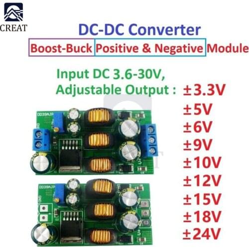 2 in 1 20W Boost-Buck Dual Output Voltage Module 3.6-30V to +-3-30V Adjustable output DC DC Step-up Step-down Converter Board