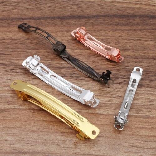 30pcs French Barrette Spring Hair Clips Automatic Clip Blank Width Setting Rhodium Bow Hairpin Accessories For Jewelry Making