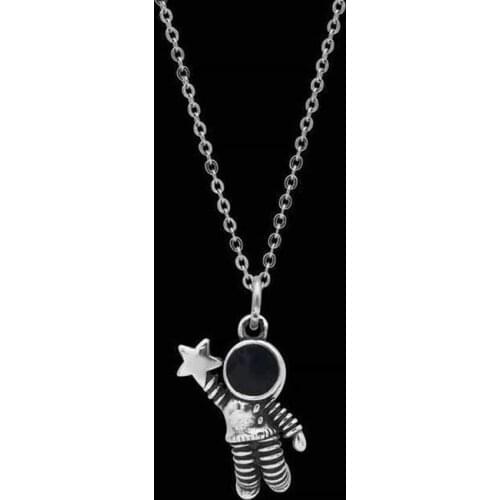 Fashion Personality Astronaut Moonstone Pendant Necklace Clavicle Chain Necklace For Women Jewelry Gifts for friend