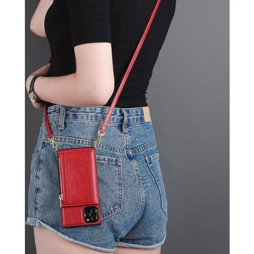 PU Leather Strap Cord Card Holder Zipper Wallet Case for iPhone XR Coque for iPhone 12 SE 2020 6s 7 8 PLUS X XS 11 PRO MAX Cover