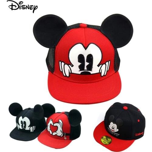 New Cartoon Mickey Ear Baseball Caps Children Snapback Hip Hop Hat Boys Girls Summer Breathable Mesh Sun Gorras Adjustable