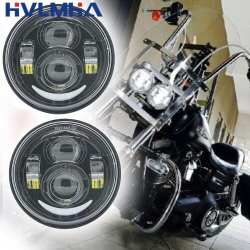 4.5" Twin Dual LED Headlight For Motorcycle Fat Bob FXDF '08-later Motorcycle Projector Headlamp Double Dual Lamp