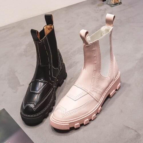 Stretch Riding boots women student british sewing short botas plush winter shoes elastic band slip on motorcycle botte femme2020