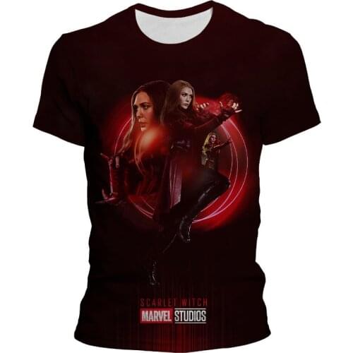 Summer T-shirt Harajuku Fashion Marvel The Avengers Wanda Scarlet Witch T Shirt Mens Woman Leisure Streetwear Harajuku Tshirt