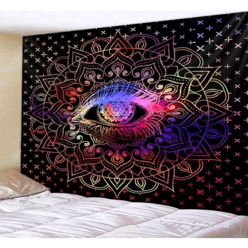 Mandala tapestry skull mushroom fantasy art wall hanging bohemian psychedelic hippie night moon tapestry home decoration