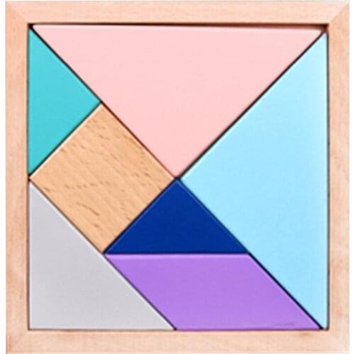 Montessori Toy Creative Tangram Puzzle Busy Board Easy Jigsaw for Activity Center Shape Color Sorting Toy for Kid 1Year+ D5QA
