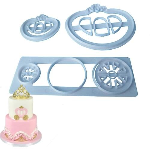 3Pcs Princess And Carriage Cookie Cutting Mold Pumpkin Shape Biscuit Mold Baking Cutter Fondant Party Mould Cake Decorating Tool