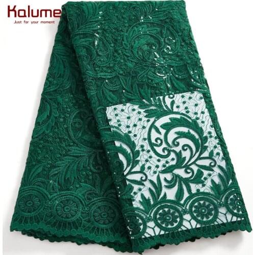 Kalume Lace Fabric Sequins African Nigerian French Tulle Lace Fabric 5 Yards 2021 For Diy Dress Sewing Wedding F2560