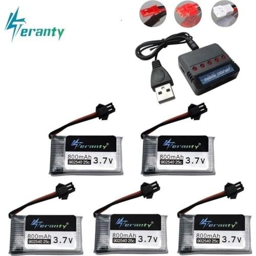 800mAh 3.7V 25c lipo Battery + Charger for SYMA X5 X5C X5SC X5SW X5HC X5HW M68 X400 X500 RC Droen Qaudcopter Spare Battery Parts