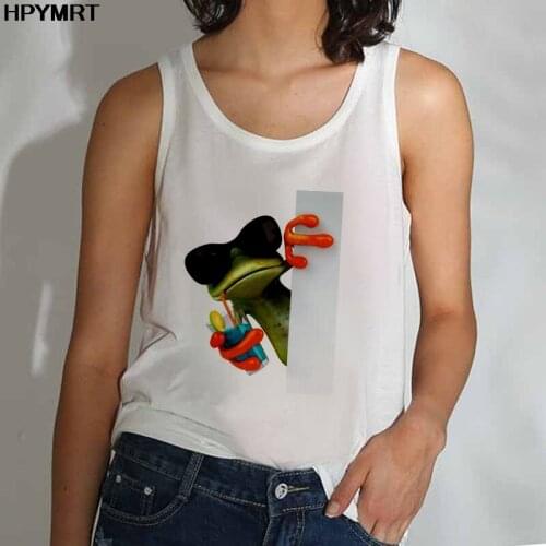 Sexy Vest Funny Frog Printing Tank Tops Women Fashion Graphic Harajuku Summer Crop Top Female Sleeveless Tees Clothes Streetwear