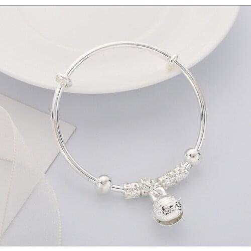Fashion Jewelry Carved Flower Bell Charm Bracelets Bangles sweet Plated Lucky Bead Bracelet Women Jewelry Birthday Gifts