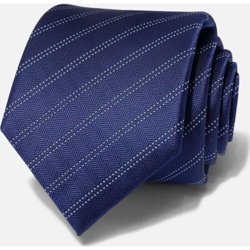 2021 Korean Style Designers Brand Fashion 8CM Tie For Men High Quality Work Business Polyester Silk Necktie Gift Box Navy Blue