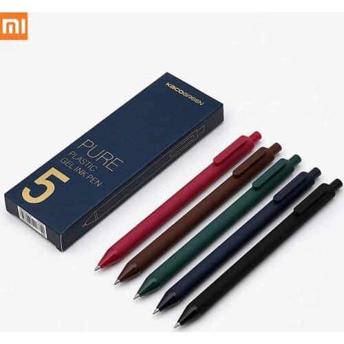 5pcs Xiaomi KACO 0.5mm Roller Mi Signing P E N Gal Ink Smooth Writing Durable Signing 5 colors Refills top qualtiy new arrival