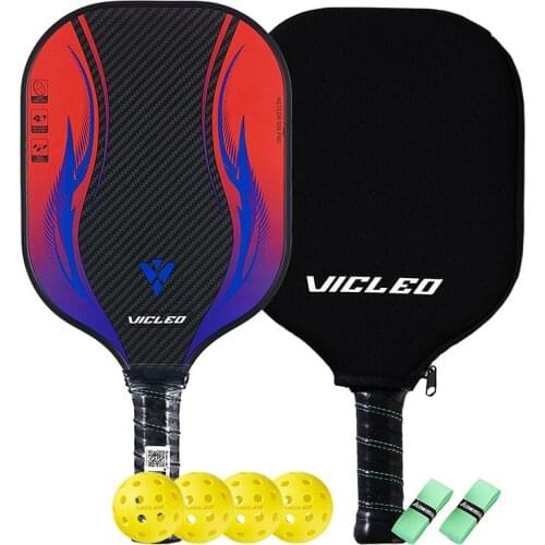 Pickleball Racket Set Carbon Fiber PE Honeycomb Core (2 Pickleball Paddles+4 Balls+2 Sweat absorbent+1 Cover bag