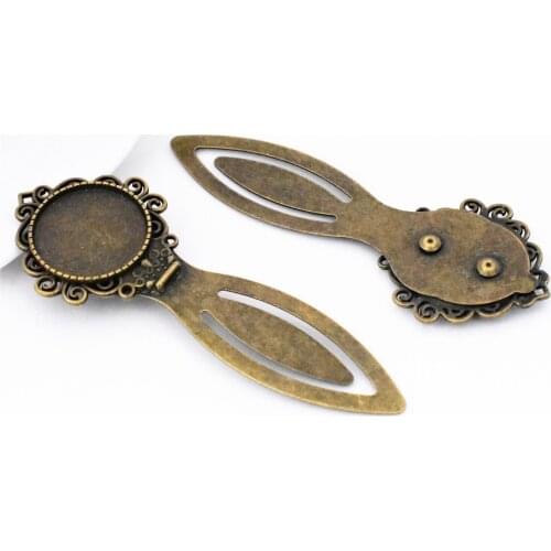 New Fashion 2pcs 20mm Inner Size Antique Bronze Vintage Flower Style Handmade Bookmark Cabochon Base Cameo Setting