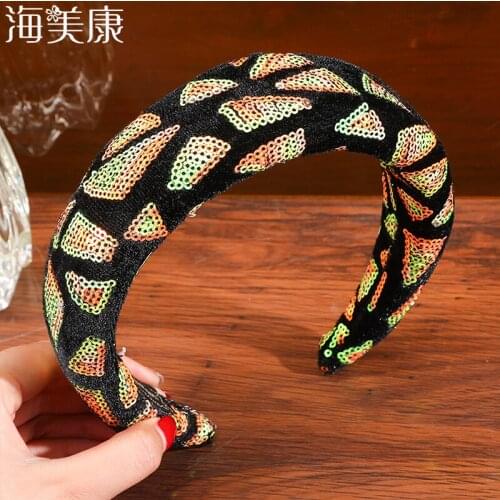 Haimeikang Snake pattern Sequin Headband Vintage Hairbands Bezel Turban Women Girls Hair Accessories Hair Hoop Headwear Fashion