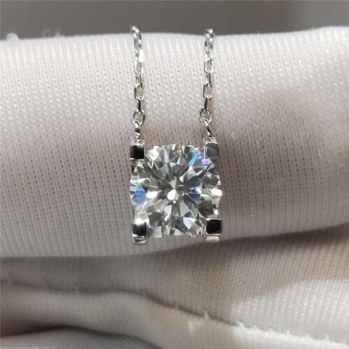 100% Real 18K White Gold Excellent Cut Daimond Test Passed 1-3 Carat D Color Moissnaite Cow Head Pendant Necklace Female Jewelry