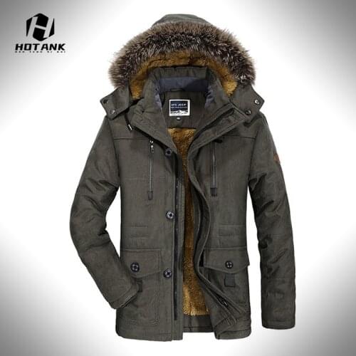 Winter Mens Parkas Fur Linner Hooded Jacket men Thick Fleece Cotton-Oadded Coat Multi-pocket Fashion Casual Brand Parka Overcoat