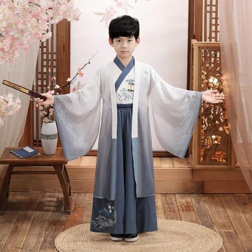 Festival Stage Performance Folk Dance Dress Embroidery Outfit New Year Kids Boy Ancient Chinese National Costumes Hanfu