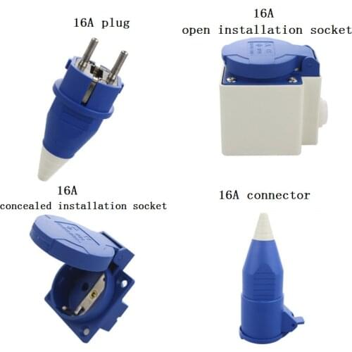 Industrial plug and socket waterproof connector 2-core 16A explosion-proof butt joint European two-hole 220v generator
