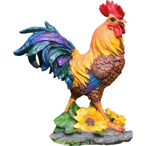 Lifelike Rooster Garden Statue Ornaments 3D Simulation Chicken Resin Sculpture Poultry Animal Model Figurines Lawn Yard Garden