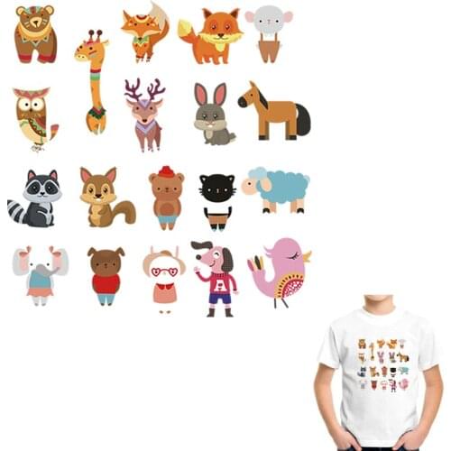 Cute Squirrel Fox Deer Thermal Sticker DIY Washable Iron On Transfer For Woman Clothing Beautiful Animals On Clothes Patches Top