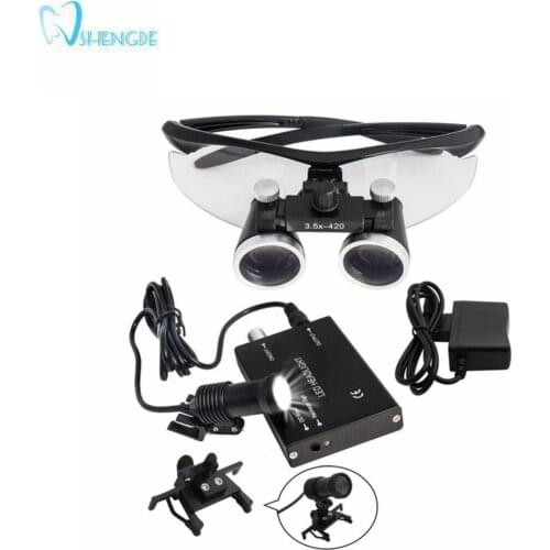2.5/3.5X 420 mm Dental Loupe Magnifier Binocular Magnifier Surgery Surgical Medical Operation Loupe with Spotlight Head Light