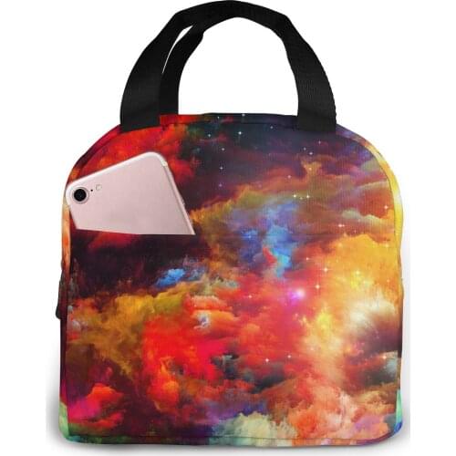 Insulated Lunch Bag Thermal Cool Fractal Paint Tote Bags Cooler Picnic Food Lunch Box Bag For Kids Women Girls Men Children