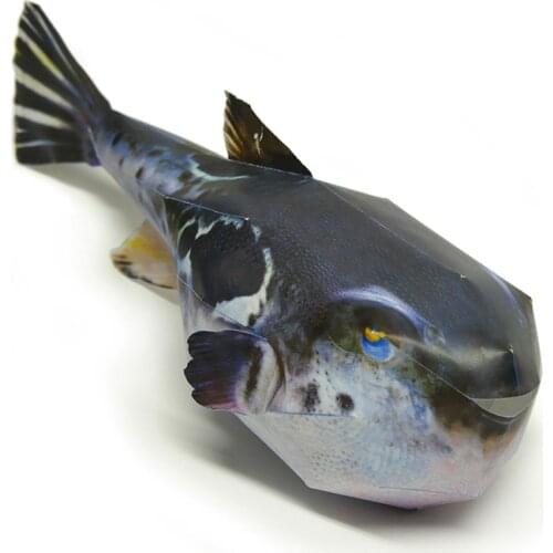 Takifugu rubripes pufferfish fish Paper Model Realistic Animal Mini Cute 3D Papercraft DIY Kids Adult Handmade Craft Toys WE-046