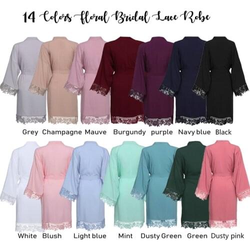 Rayon Cotton Lace Robes Bride Robes Kimono Bridal Robes Bridesmaid Robes Bride Robe Women Wedding Robe Bathrobe Bride Sleepwear