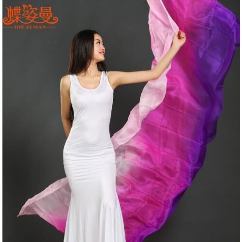 SJ003 New Belly Dancing Women 100% Silk Belly Dance Veil 8 Colors Stage Performance Property Dance Veils 260cm