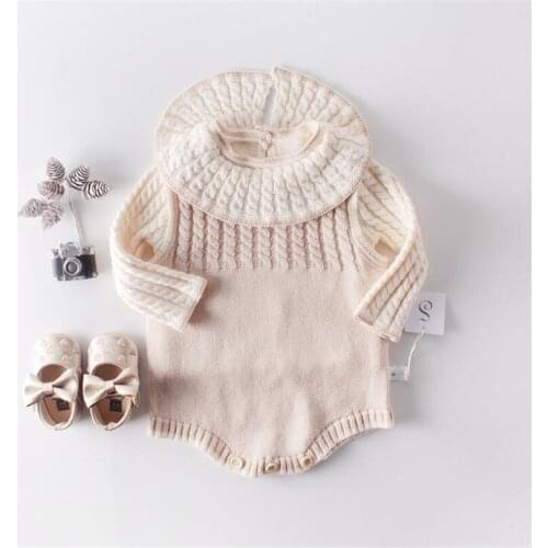 Newborn Knitted Baby Clothes Cotton Baby Sweater Cardigan + Baby Romper 2 pcs Cotton Baby Girl Clothes Ruffle Baby Boy Clothes
