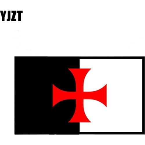 YJZT 13.7CM*8.2CM Car Accessories Cross Templar Knights Shield Decal PVC Car Sticker 6-2079