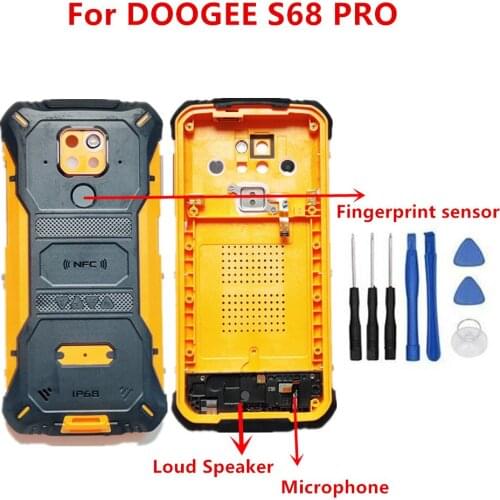 For DOOGEE S68 PRO Phone Protective Back Battery Cover Housings Case Frame With Fingerprint Sensor Cable+Loud Speaker+Microphone