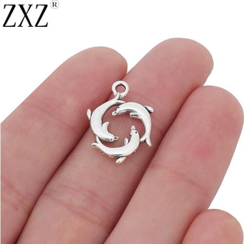 ZXZ 20pcs Dolphins Sealife Charms Pendants Beads for Jewelry Making Findings 20x16mm