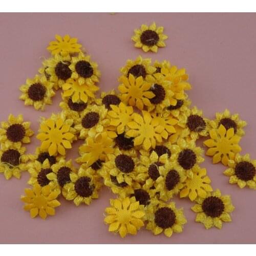 200PCS 2.2cm mini yellow velvet Sunflower Patches Appliques Decorated Headbands hat DIY hair accessories ornaments Handmad stuff