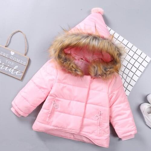 2019 New Year Winter Coat Infant Kids Snowsuit Baby Girl Clothes Children Clothing Fur Collar Hooded Thick Jacket 4 Colors 0-6Y